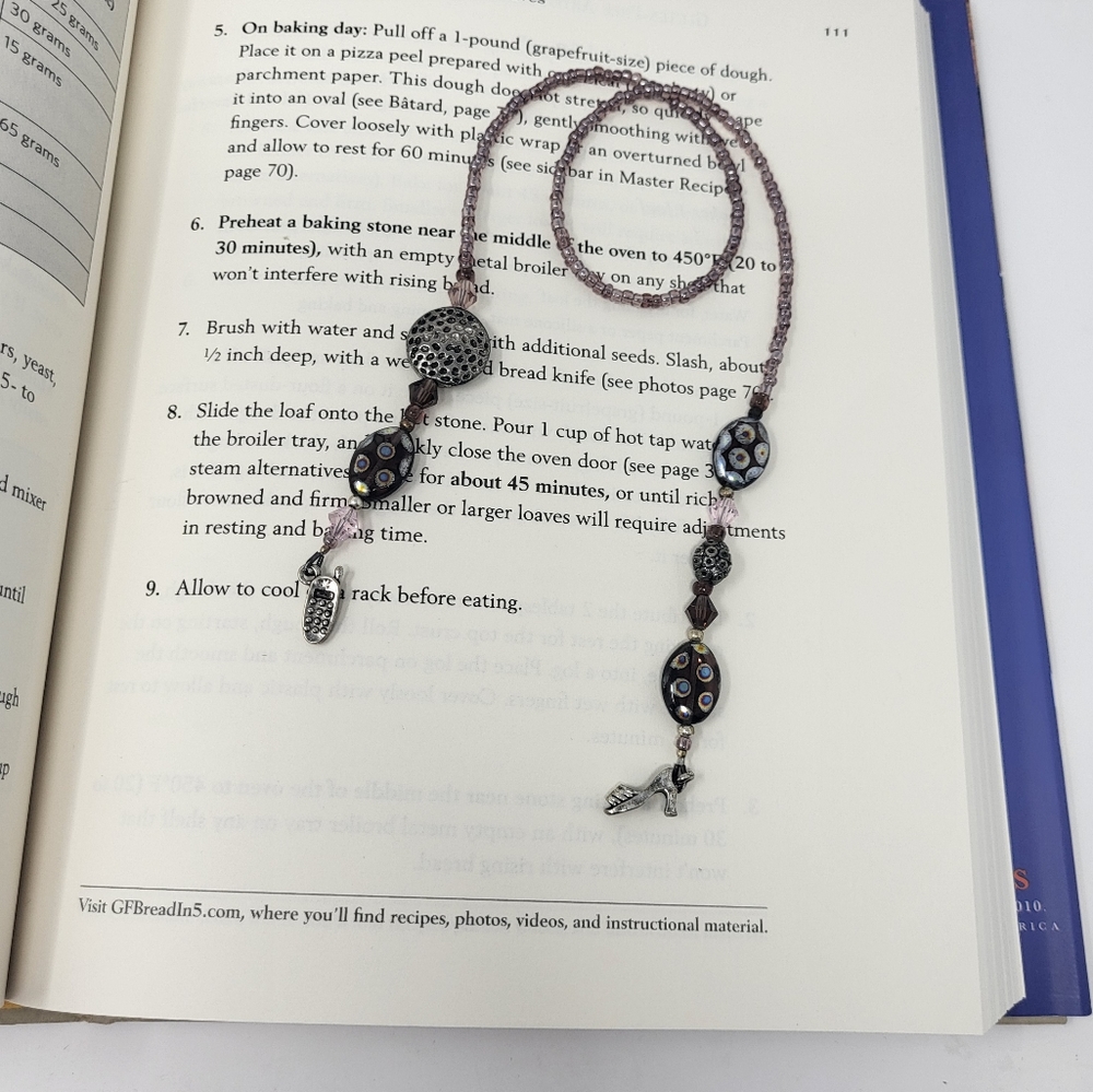 Beaded Bookmark CellPhone High Heel Charm Purple